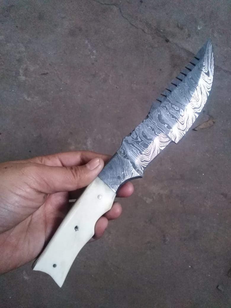 Ottoza Handmade Damascus Tracker Knife - Survival Knife - Camping Knife - Damascus Steel Knife - Damascus Hunting Knife with Sheath Horizontal Carry Fixed Blade Knife