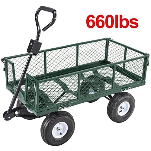 Heavy Duty Utility Wheelbarrow Lawn Wagon Cart Dump Trailer Yard Garden Steel