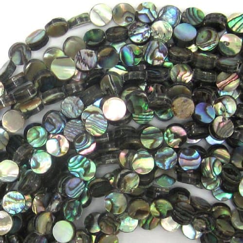 6mm abalone shell coin beads 16" strand