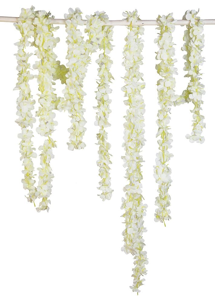 Yatim 13 Feet Wisteria Pack of 2 Silk Vine Artificial Cattleya Hydrangea Flowers Plants for Home Hotel Office Wedding Party Garden Craft Art Decor Ivory