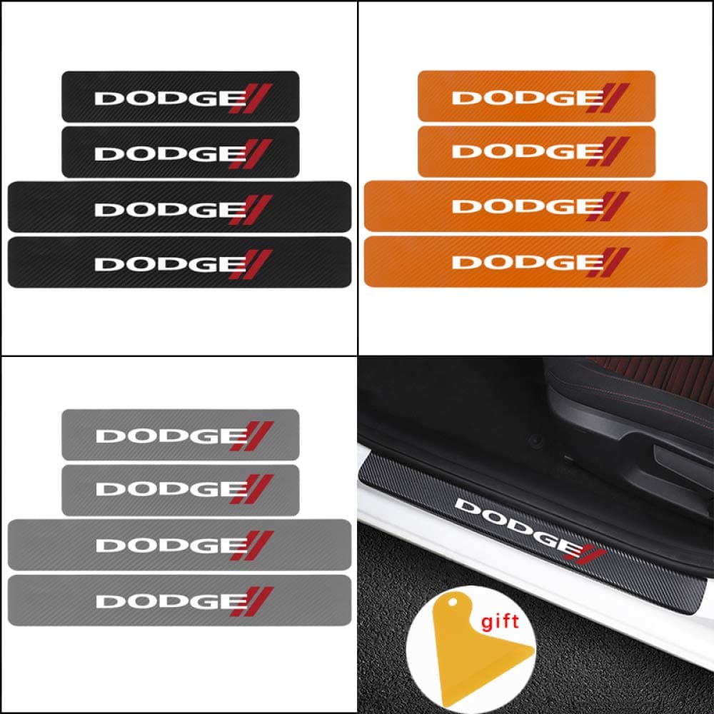 DBBXYQ Car threshold stickers,For Dodge RAM Charger,4PCS sill pedal carbon fiber sticker decorative accessories