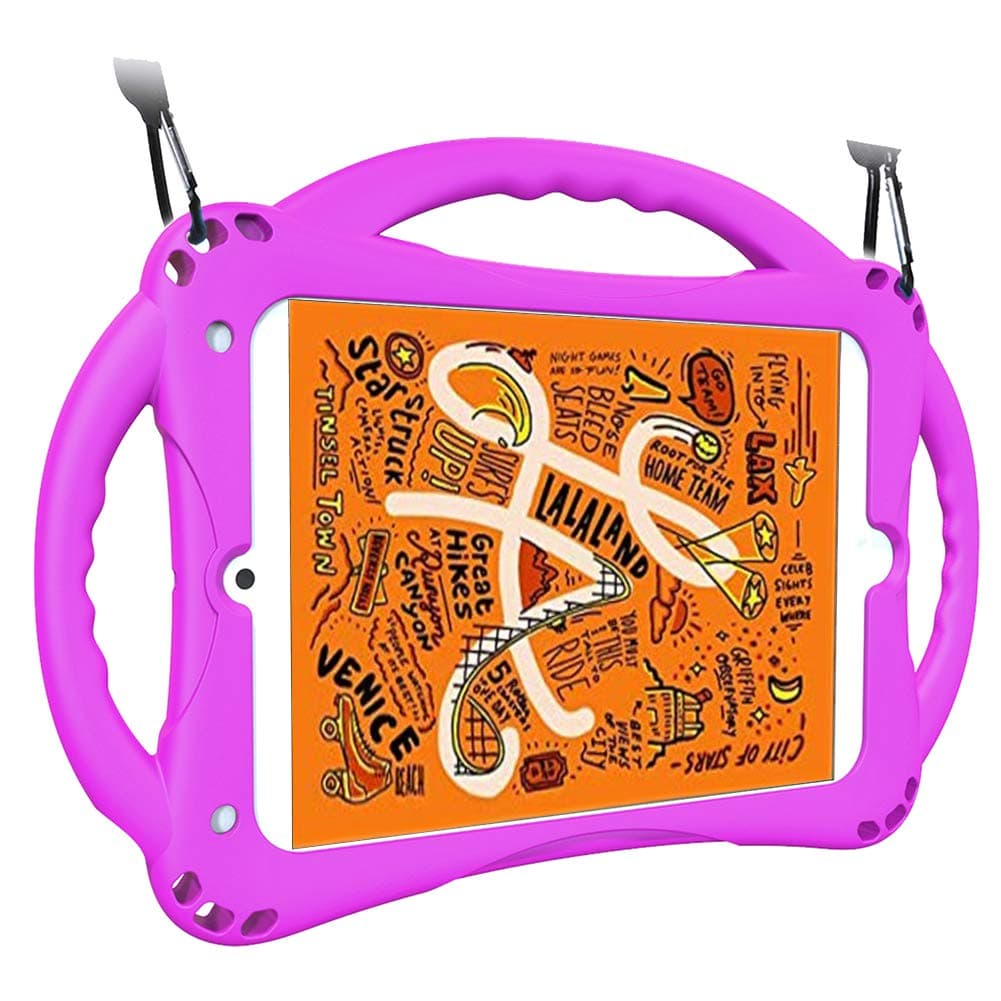 iPad Mini 5 Case for Kids,TopEsct Premium Silicone Shockproof Handle Stand Case Cover for iPad Mini 5(2019) and iPad Mini 4 (Purple)