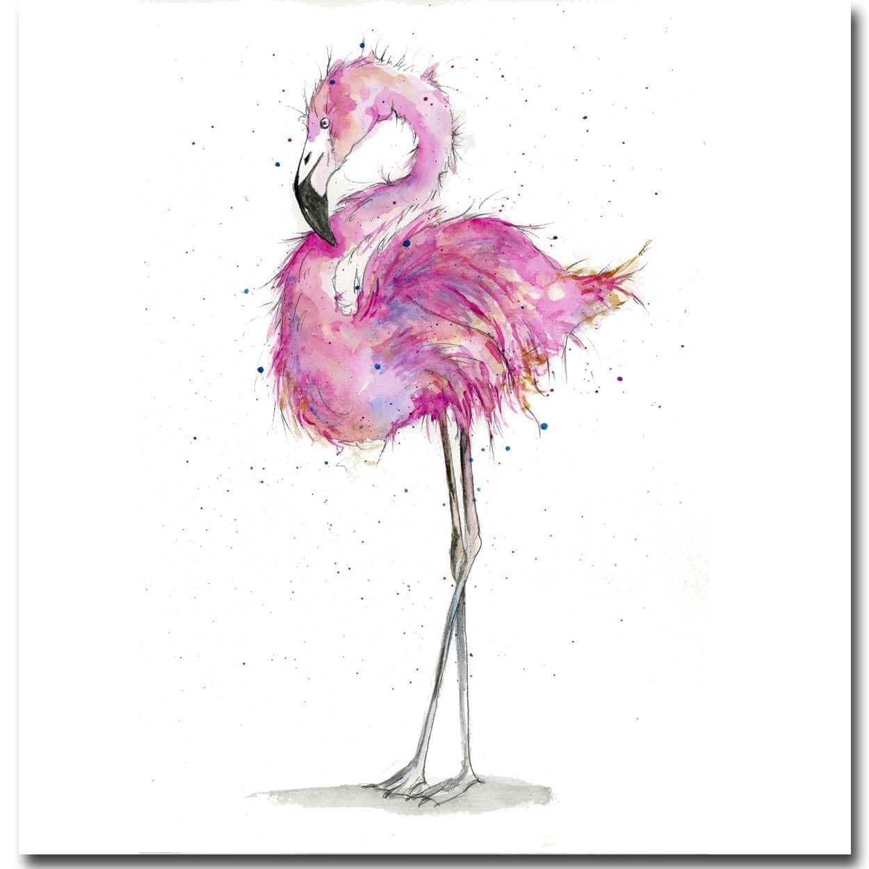 Flamingo Card - Blank Greeting Card - Birthday Card - Artistic Card - Pink