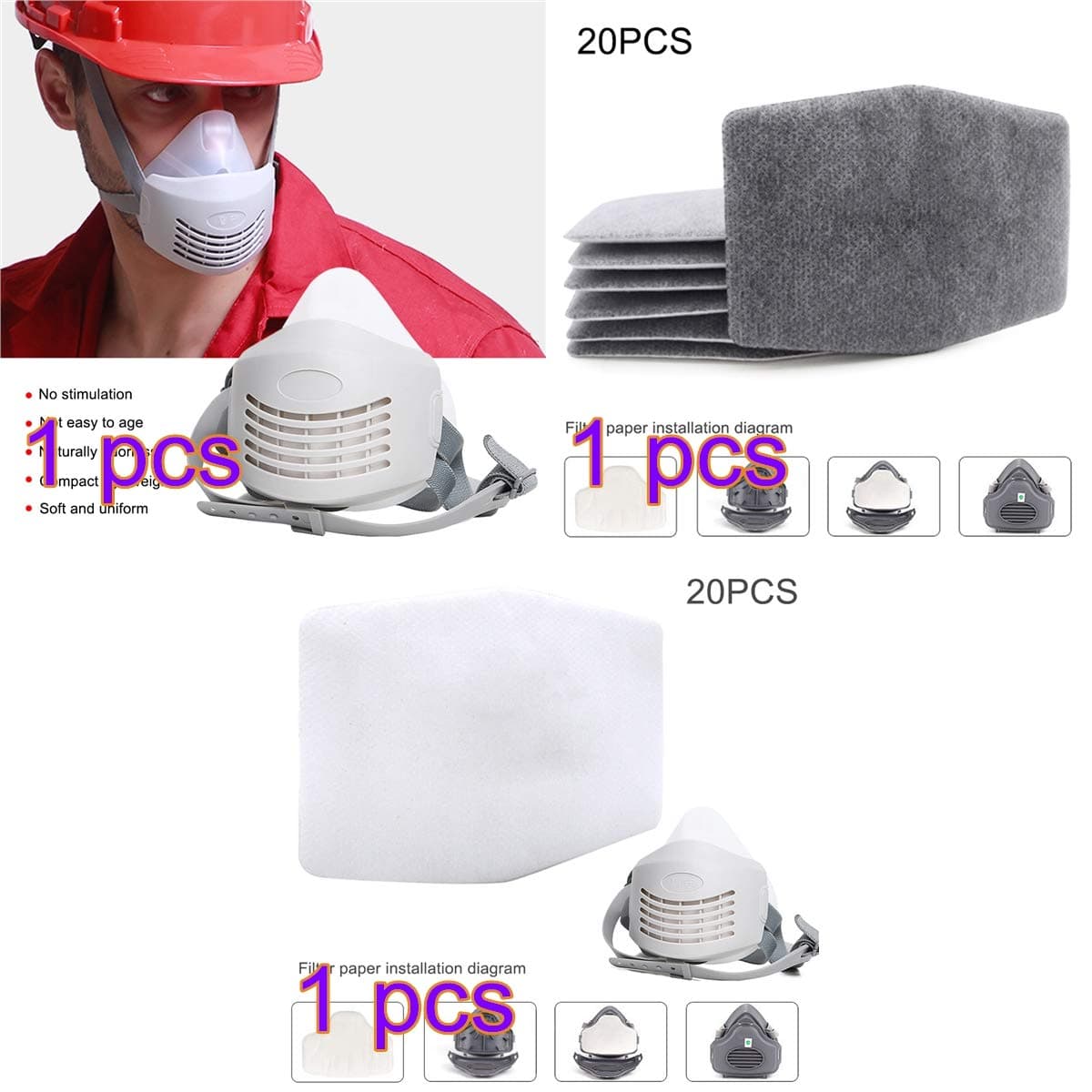 SAIrch N95 Masks Particulate Respirator,Activated Carbon Breathing Mask with Breathing Valve,40 Pack Disposable Dust Mask for Construction,Industrial,Home,Allergy, Pollution, Mowing,DIY & Outdoor