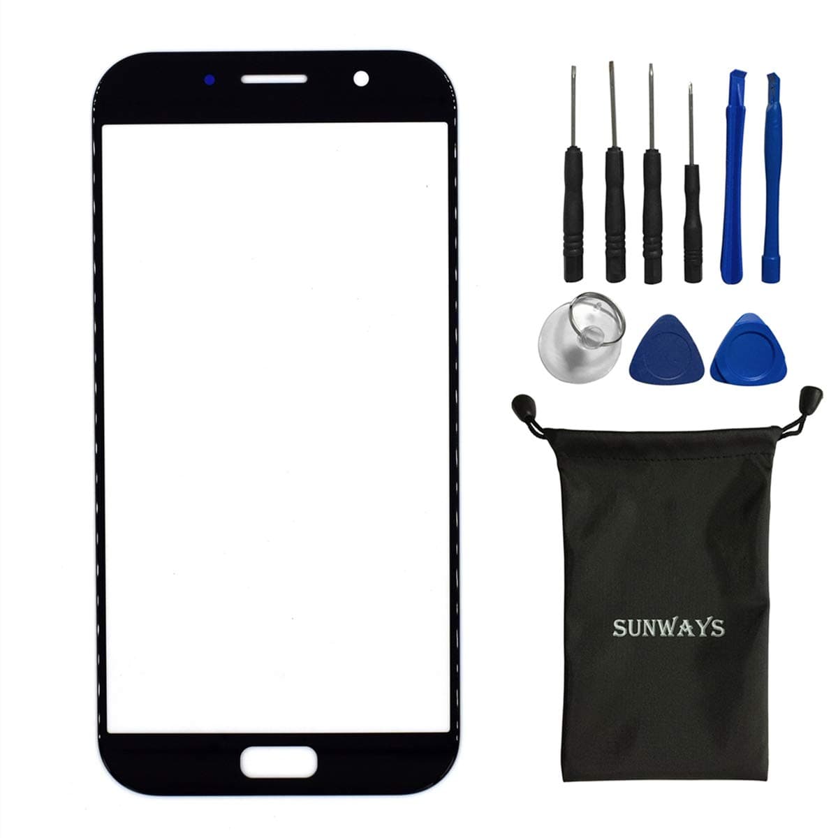 Sunways Outer Glass Screen Replacement for Samsung Galaxy A7 2017 A720F Black