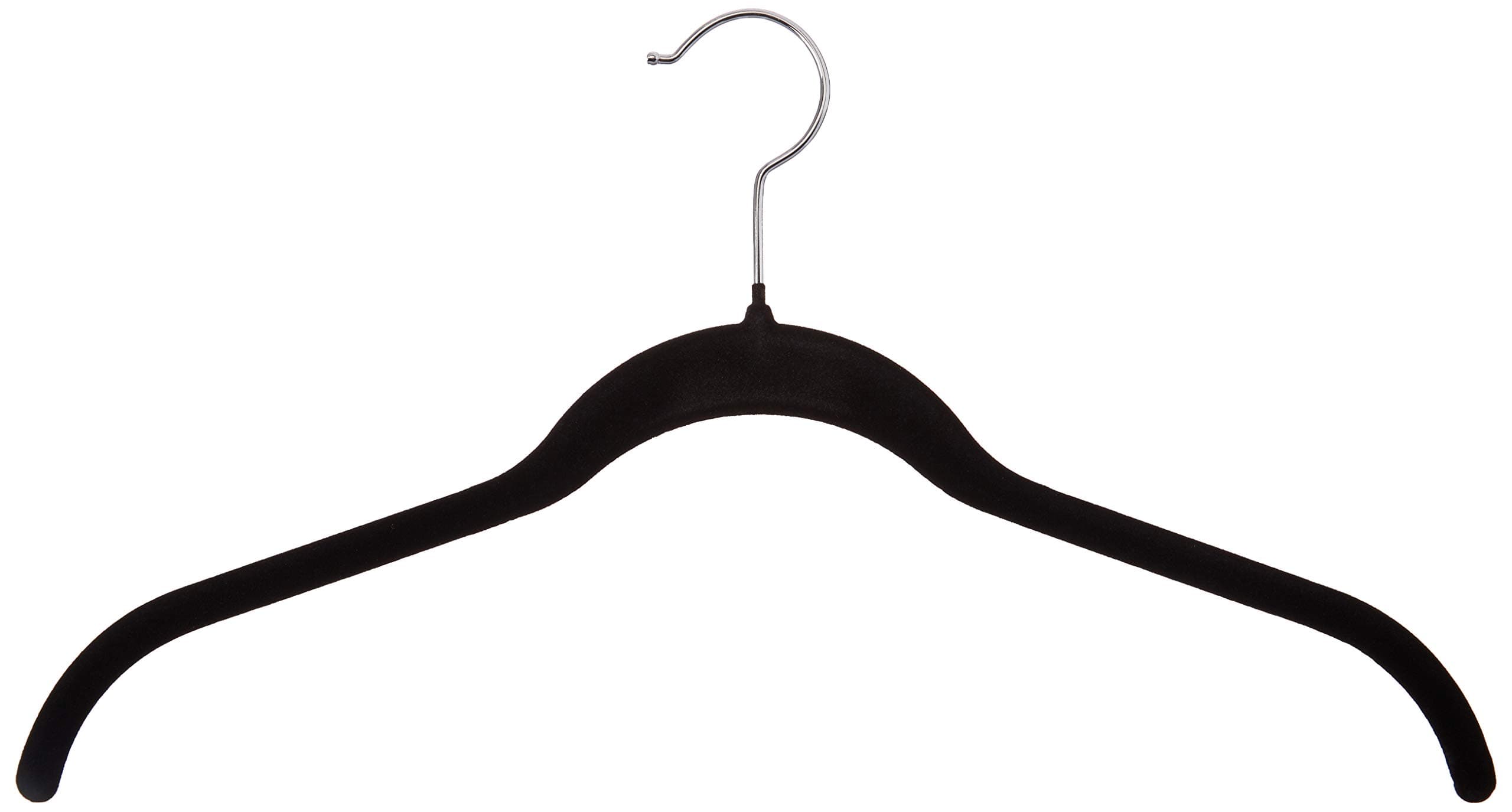 HOMZ Flocked, Non Slip, Ultra Slim, Swivel Neck, Black, 10-Count Velvet Shirt Hanger, 9.5" x 16.25" x 0.2", Piece