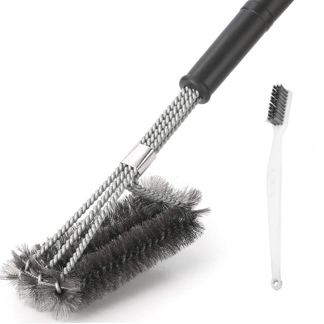 Grill Brush Cleaner Best BBQ Wire Bristles Brush 18 inch Stainless Steel Barbecue Grill Cleaning Brush 3 in 1 Barbecue Tools for Heavy Duty Grill Cleaner Best Barbecue Brushes(Black) (Black1)