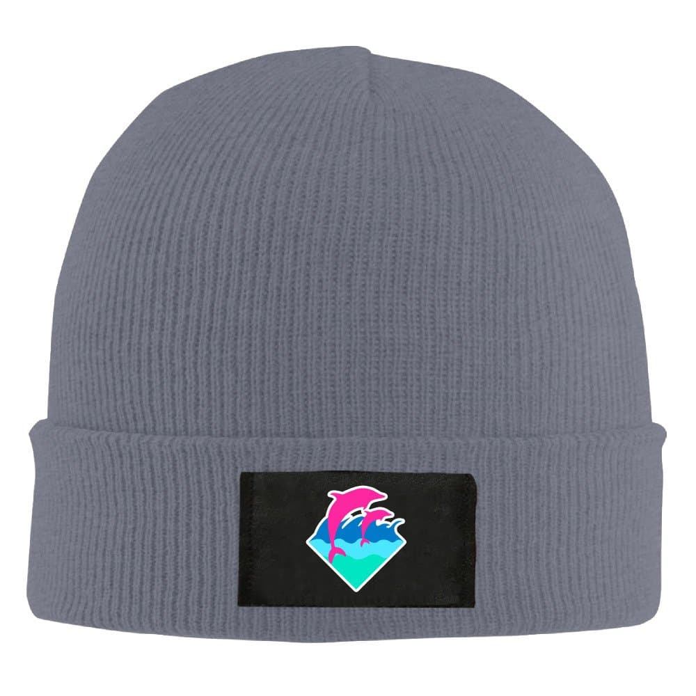 Knit Cap Woolen Chris Brown Black Pyramid and Pink Dolphin Slouchy Beanie