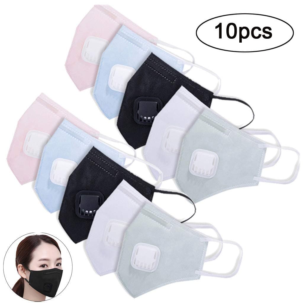 N95 Dust Breathing Mask Anti Flu Mask w/Activated Carbon Filtration, 2020 Upgraded Anti PM2.5 Dustproof Masks for Pollen Allergy Woodworking Mowing Running Cycling Outdoor Activities,10 Pack