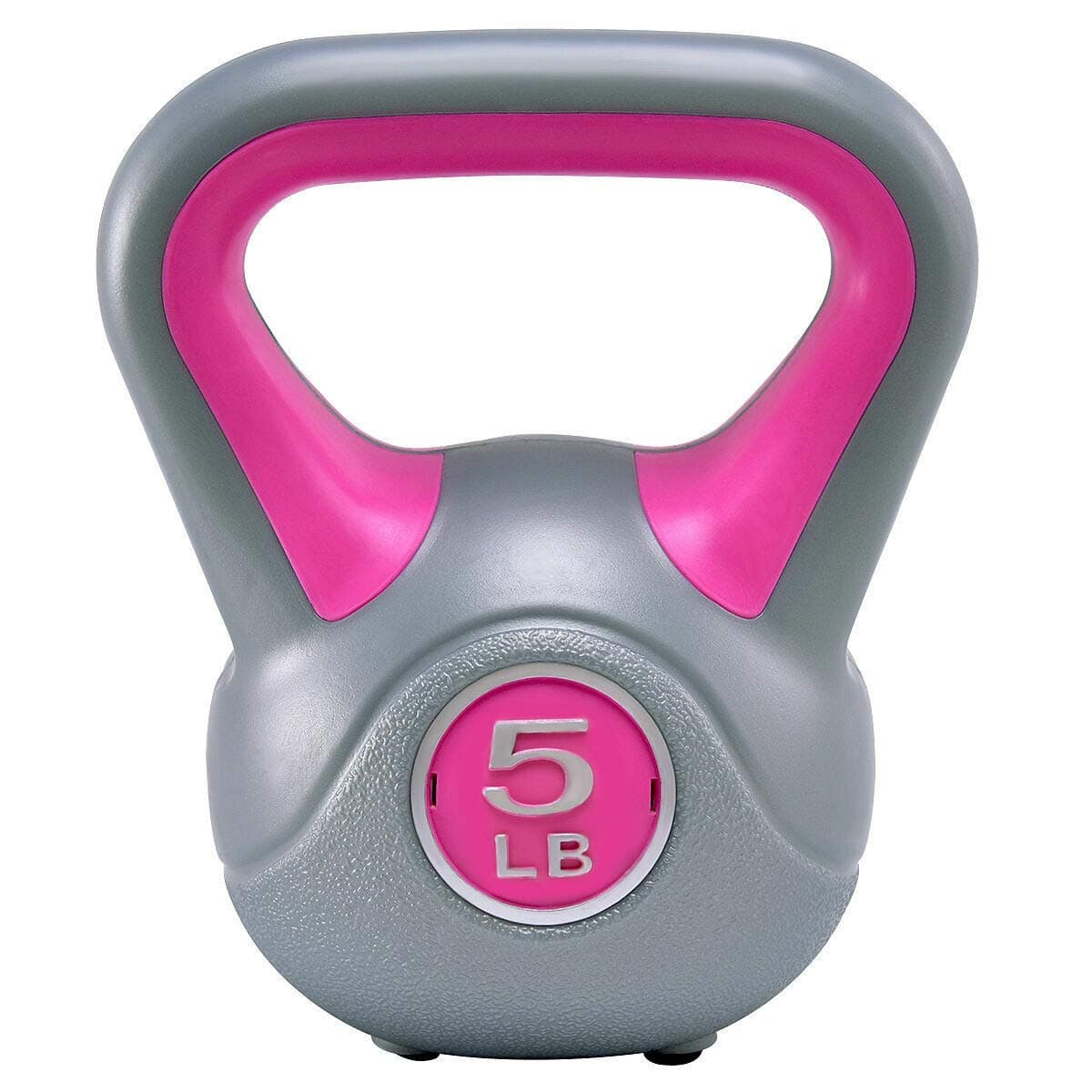 SRETAN 5 lbs Dumbbell Weight Lifting Plastic Gray Pink Kettlebell Exercise Fitness Body Weight Loss Strength Training Gym Home Workout Size 5 x 5 x 8 inch