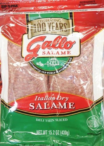 15.2oz Gallo Italian Dry Salame Deli Thin Sliced Salami (One Bag) by Gallo Salame