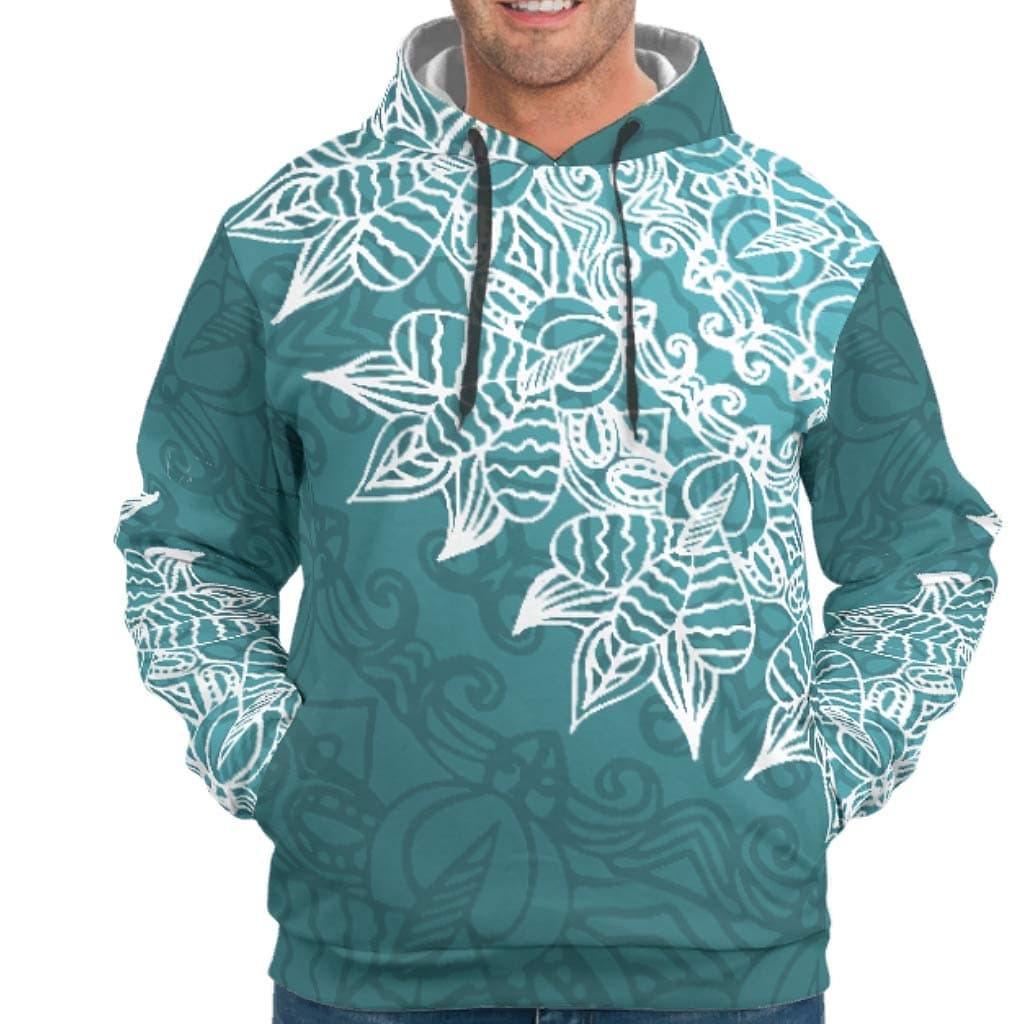 DarkCyan White Mandala Printing Mens Hoodie Teens Boyfriend Style - with Front Pocket Running Training Jacket
