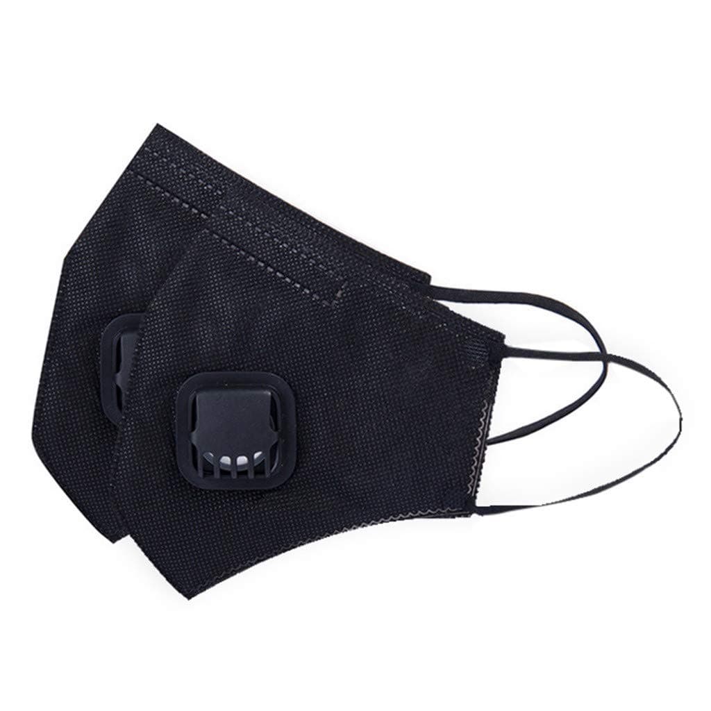 Skxinn 2Pcs Disposable Dust Mask N95, Face Mouth Masks with Filter/Respirator Antibacterial Protection Fold Flat Kids Adult Dust Masks PM2.5 Anti-dust Mask Exhaust Gas Germs Smoke (Black)