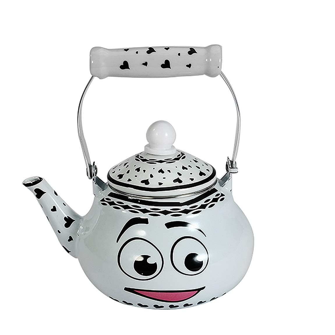 teapot for stovetop Enamel, Kettle teel with Enamel Finish Perfect Addition to Any Kitchen, Cute Teapot, Kitchen Accessories, Animal Retro Kettle for Gas Top or Electric Stoves Smile 1.5 Liter