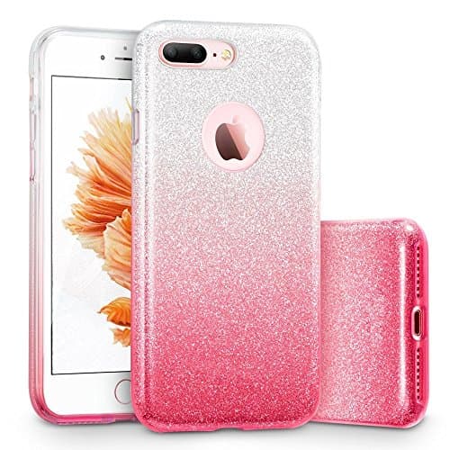 iPhone 8 Plus/7 Plus Case, SIVA Bling Glitter Sparkle Pretty Cute Premium Luxury Cover Love Heart Diamonds for Girls/Women for Apple 5.5" iPhone 8plus/7plus (Gradient Red)