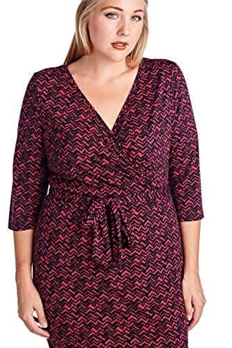 Marcelle Margaux Plus Wrap Midi Dress with Front Tie 4X Berry