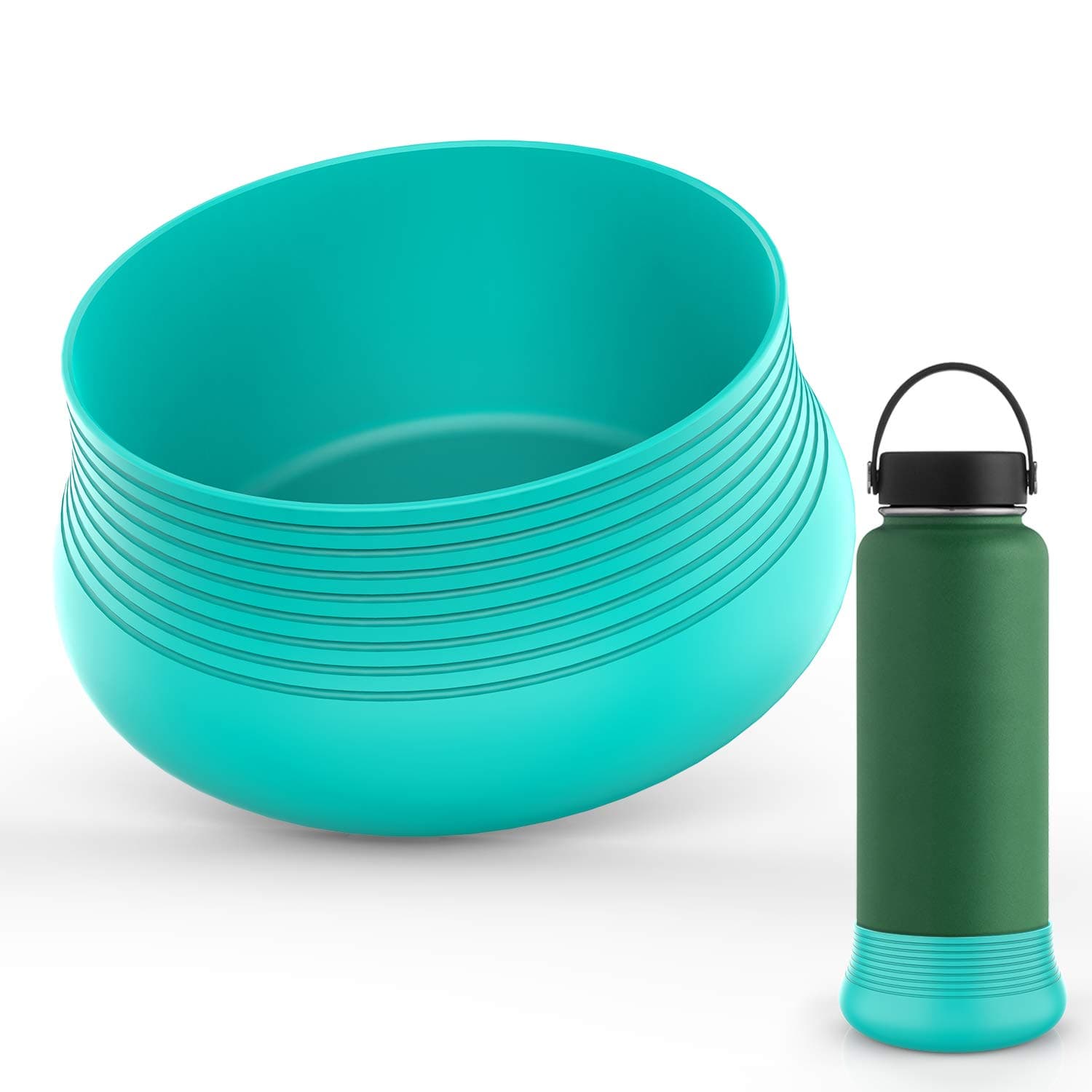 Protective Silicone Boot,Water Bottle Sleeve Cover,Anti-Slip Bottom for 32-40oz Wide and Narrow Mouth of Water Bottle,Pet Bowl