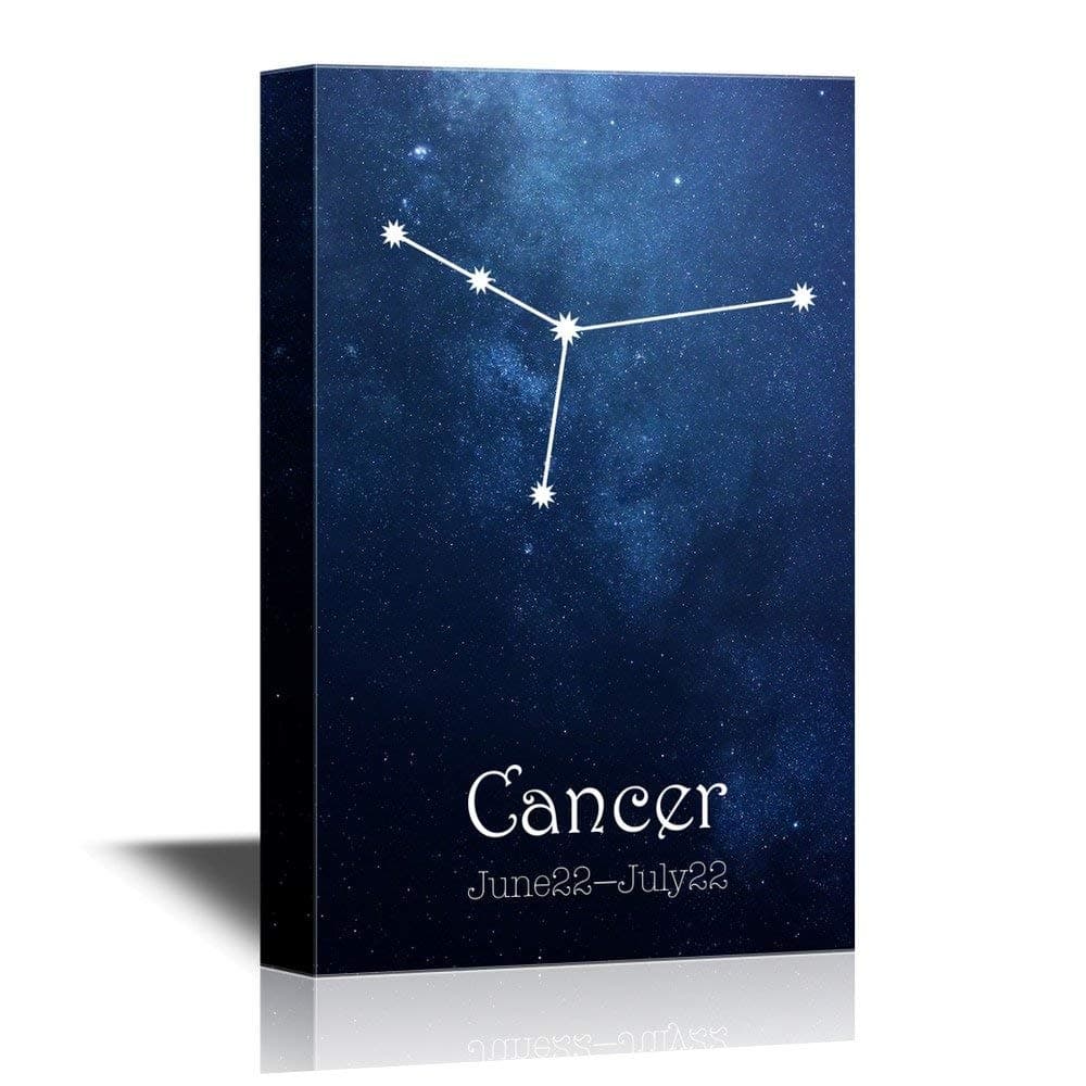 12 Zodiac Signs Constellation Canvas Wall Print Art Poster Art Painting - Cancer - Gallery Wrap Modern Home Decor | Stretched and Framed Ready to Hang - 24x36 inches