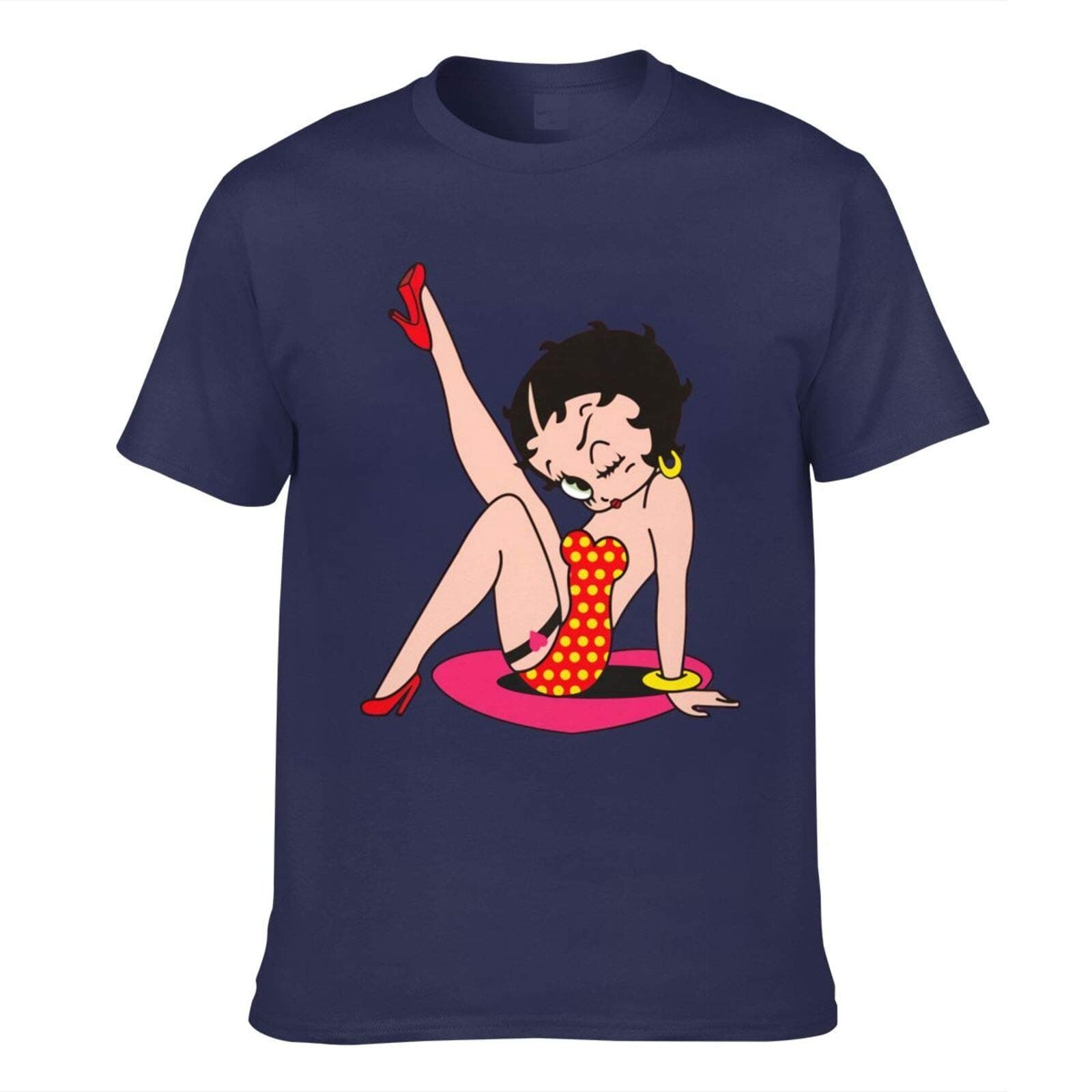 Be-Tty Bo-Op Men's Shirts, Short-Sleeved T-Shirts, Cotton Round Neck Tees Navy