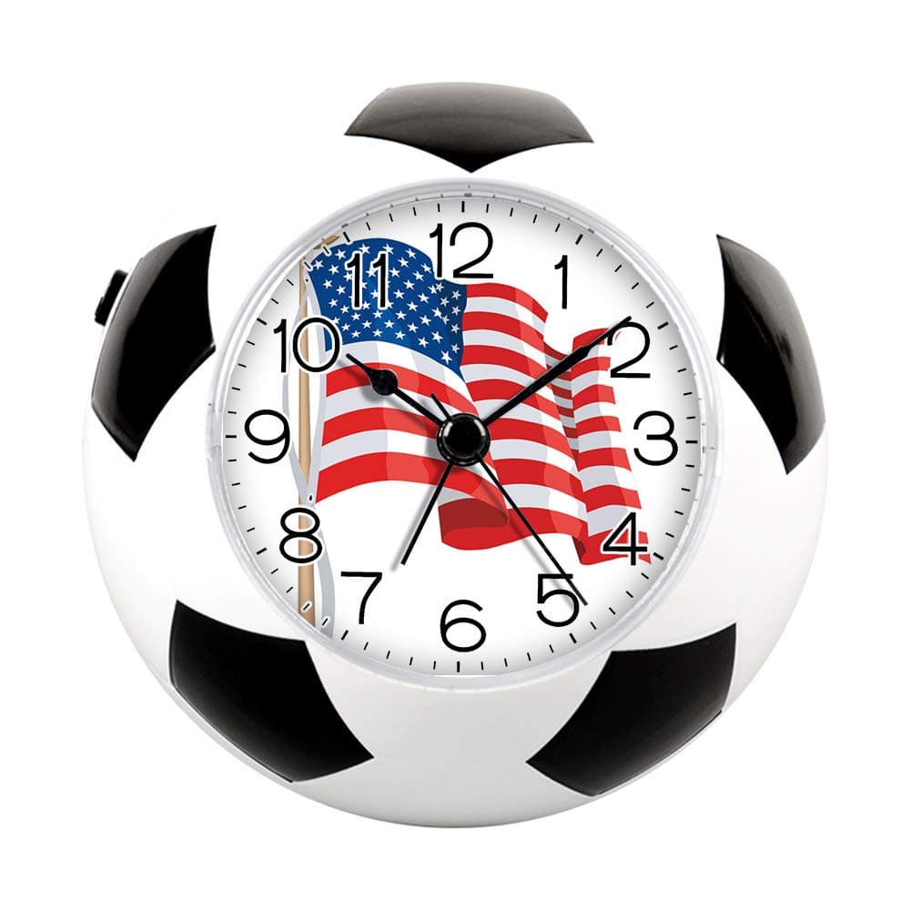 GIRLSIGHT2 Alarm Clock for Decoration, Football Soccer Clock&Fun Silent Quartz Analog Non-Ticking Bedside Alarm Clock-034.American Flag Clip Art