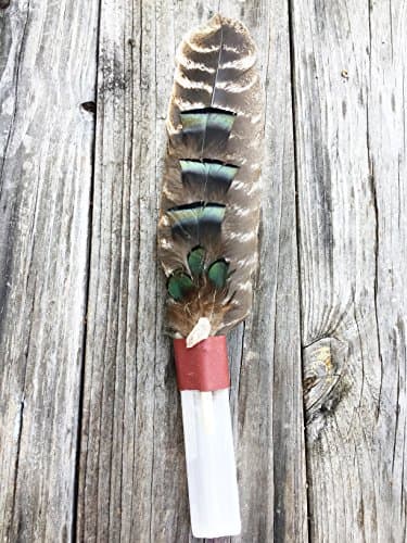 Cleansing Smudging Wand -Handmade in USA, Prayer Feather Wand, Selenite Crystal Gift
