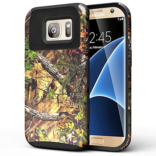 alaxy S7 Edge Case, CASEPLAY [Shock Absorption] [Impact Resistant] Thin Slim Fit [Drop Protection] Heavy Duty Design Hybrid Armor Bumper Case Cover for Samsung Galaxy S7 Edge (Real Tree Forest-Black)