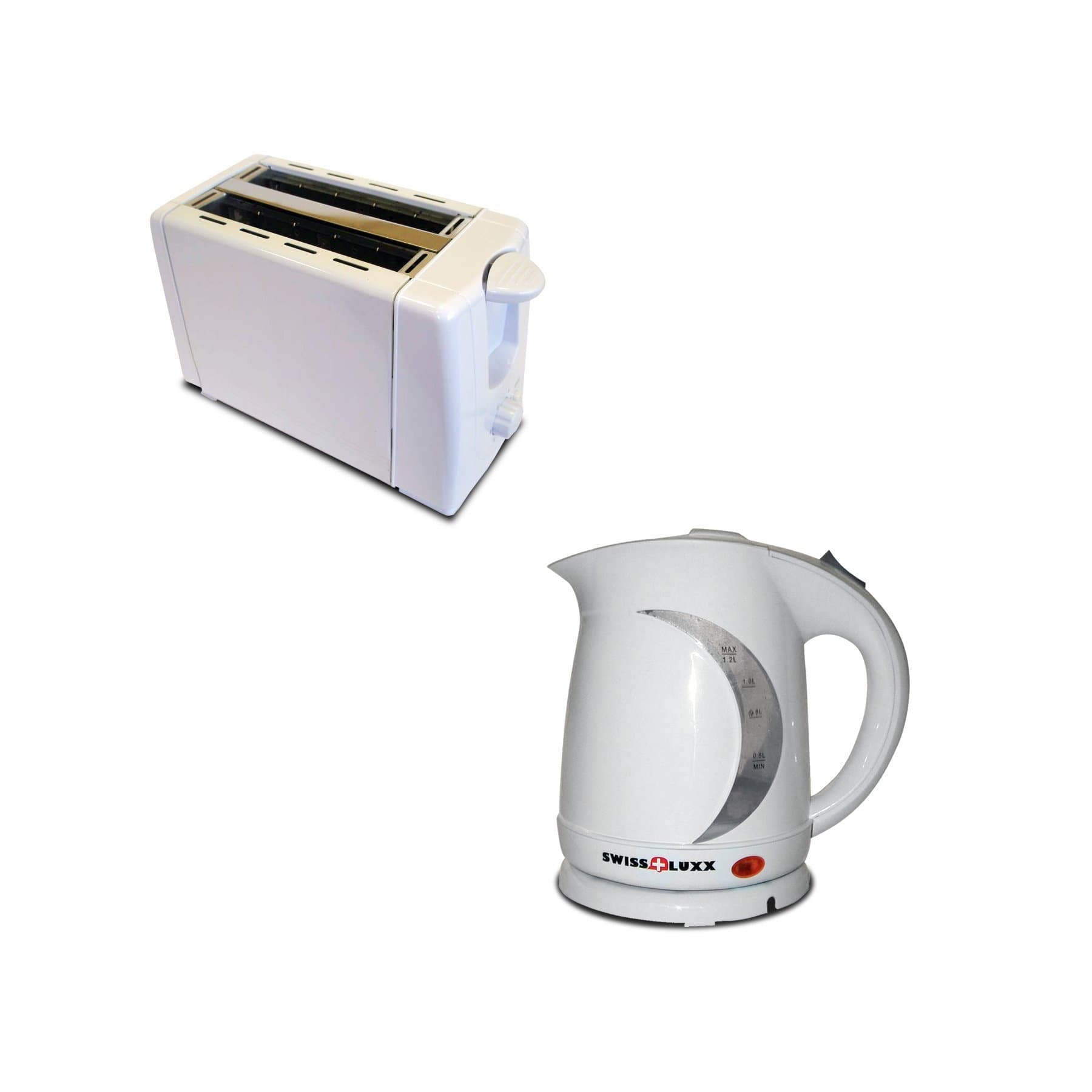 SwissLuxx White Toaster and Kettle