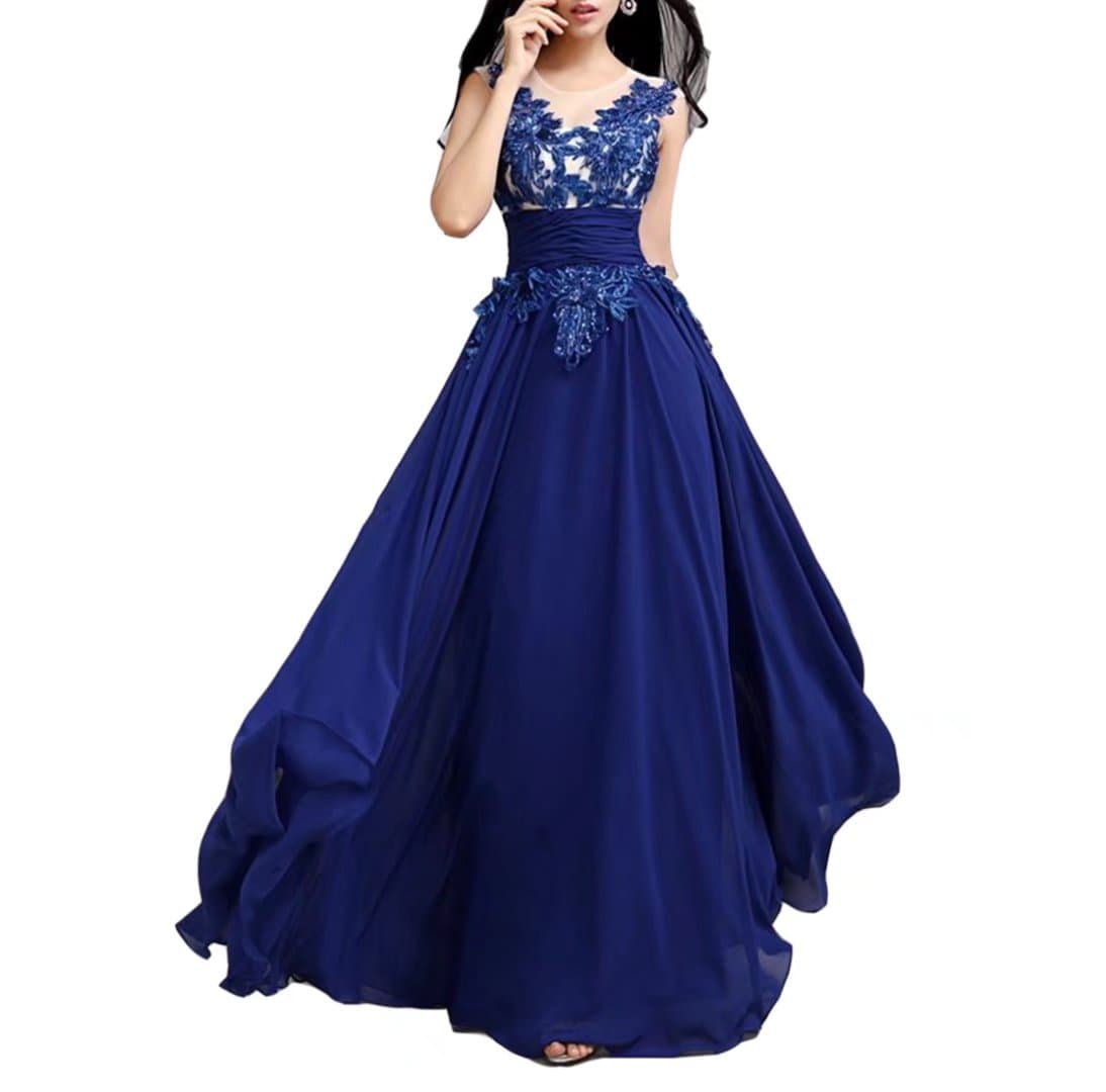 Emmani for Women's Elegant Long Zipper New Chiffon Prom Party Evening Wedding Ball Gowns Dresses