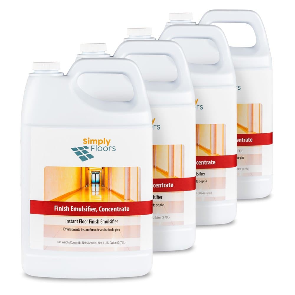 Simply Floors FLC-00028 Floor Finish Emulsifier Stripper - [Pack of 4 - 1 gallon bottles], 11.5-12.5 pH, Economical, concentrated, aggressive, low foam formula for heavy build up.