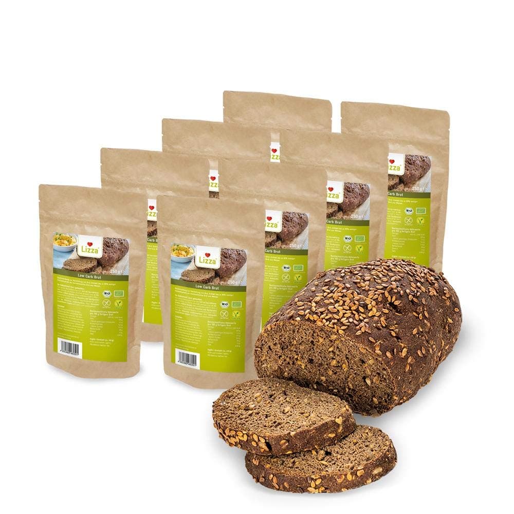 Lizza Low Carb Bread | Organic. Gluten Free. | 8X 250g Baking Mixture | for Keto, Low Carb and Building Lean Muscle | Makes a Great Bread for Diabetics
