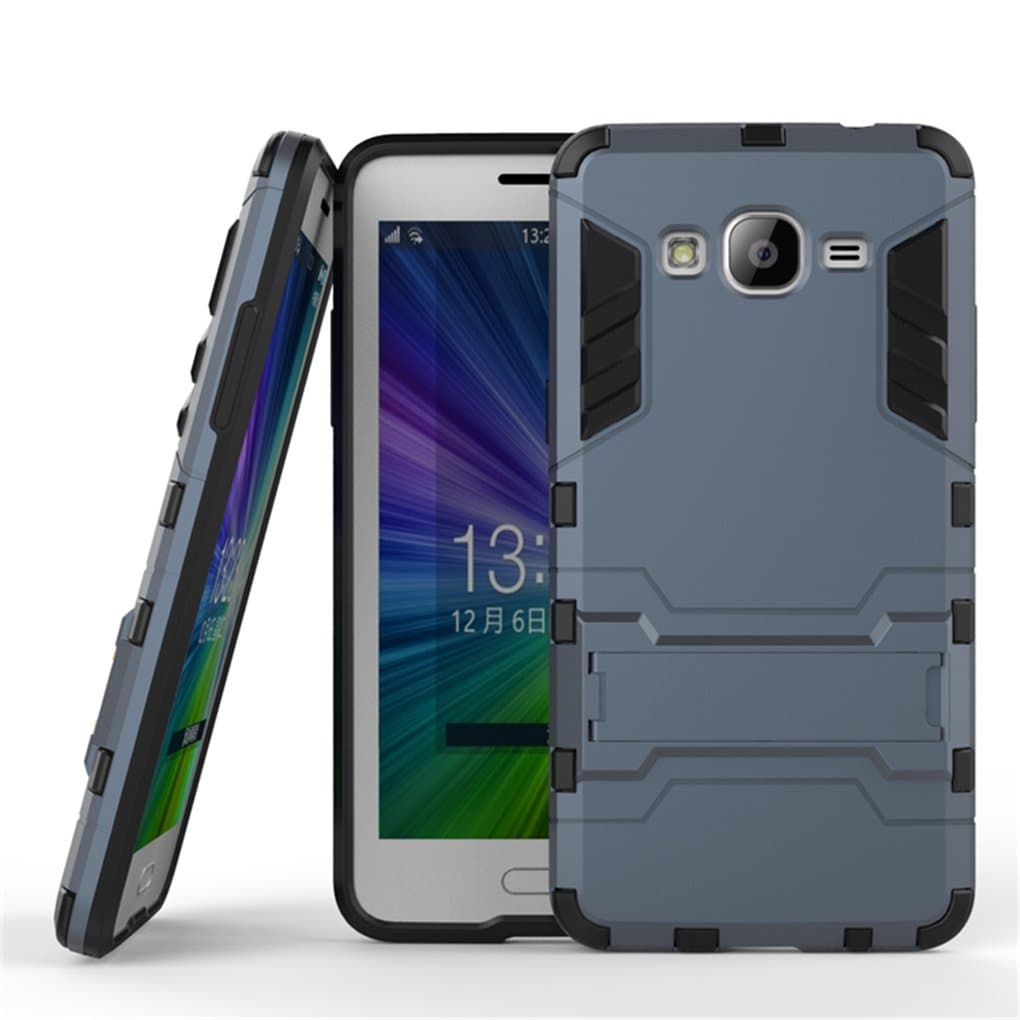 Galaxy Grand Prime Case, SATURCASE Hybrid 2 In 1 [PC & Silicone] Dual-Layer Bumper Case Cover with Kickstand for Samsung Galaxy Grand Prime SM-G530H Navy