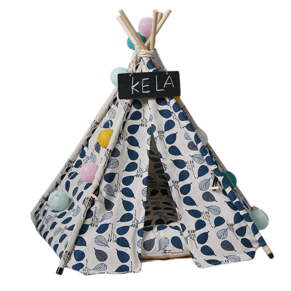 jtxqy Pet Teepee Dog Cats Rabbits Bed Canvas Portable Pet Tents Houses with Cushion