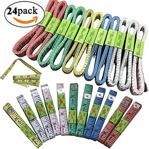 24pcs Tape Measures 60-Inch/150cm Soft Cloth Measuring Tape Weight Loss Medical Body Measurement Sewing Tailor Craft Vinyl Ruler, Has Centimetre Scale on Reverse Side
