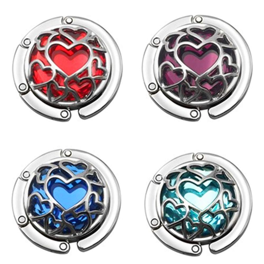 Love Heart Shape Premium Foldable Handbag Bag Purse Hanger Table Hook Holder (4 Pack)