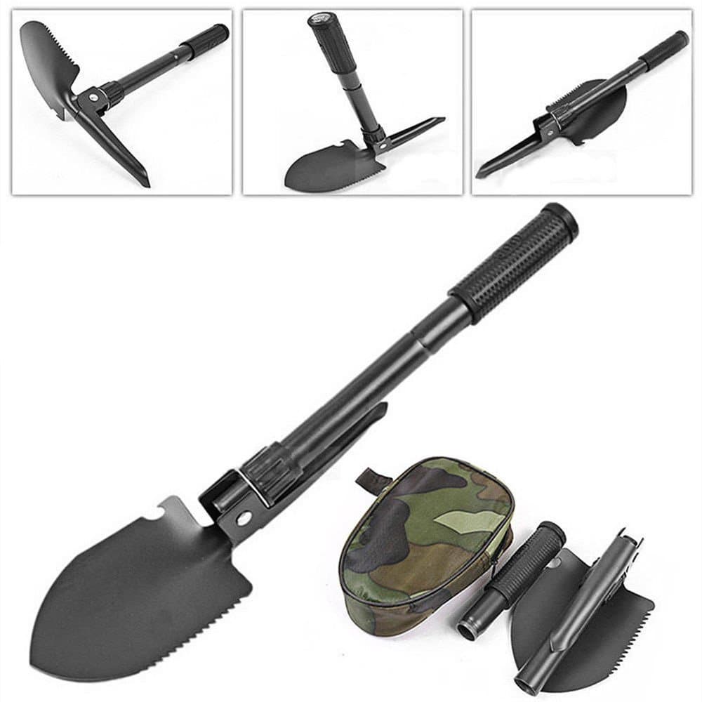 Military Tactical Folding Shovel, UMsky Multifunctional pickaxe mattock hack hoe for Camping Hiking Hunting Fishing Gardening With Compass