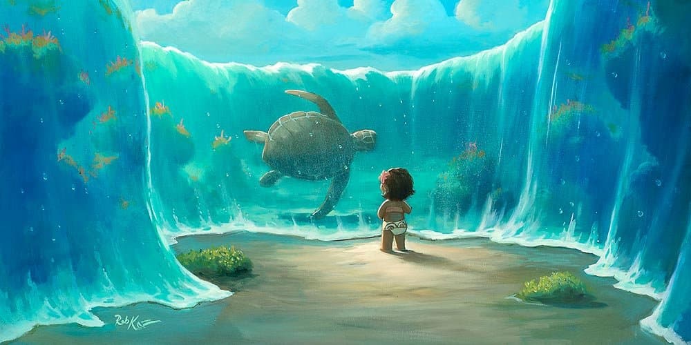 Disney Fine Art Moana's New Friend Gallery Wrapped Giclee by Rob Kaz