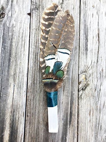 Selenite Cleansing Wand -Handmade in USA, Prayer Feather Wand, Smudging Altar Accessories