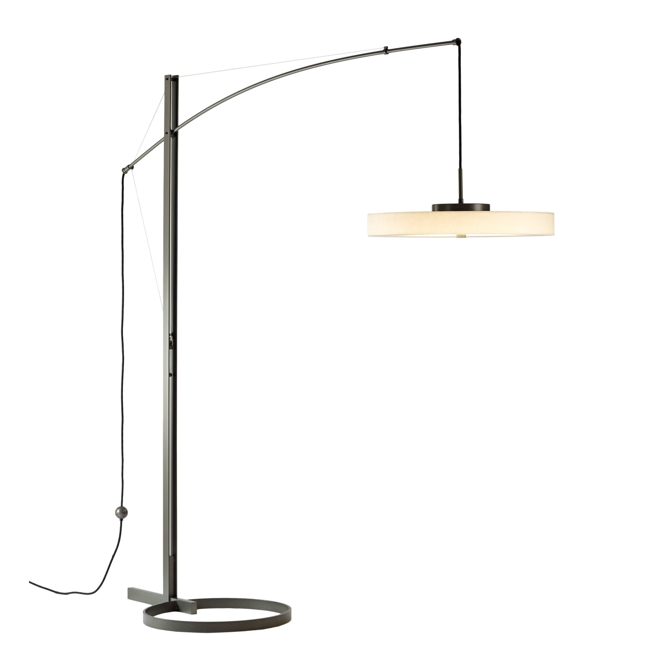 Hubbardton Forge 234510-1000 Disq Arc LED Floor Lamp, Gloss White Finish, Cork