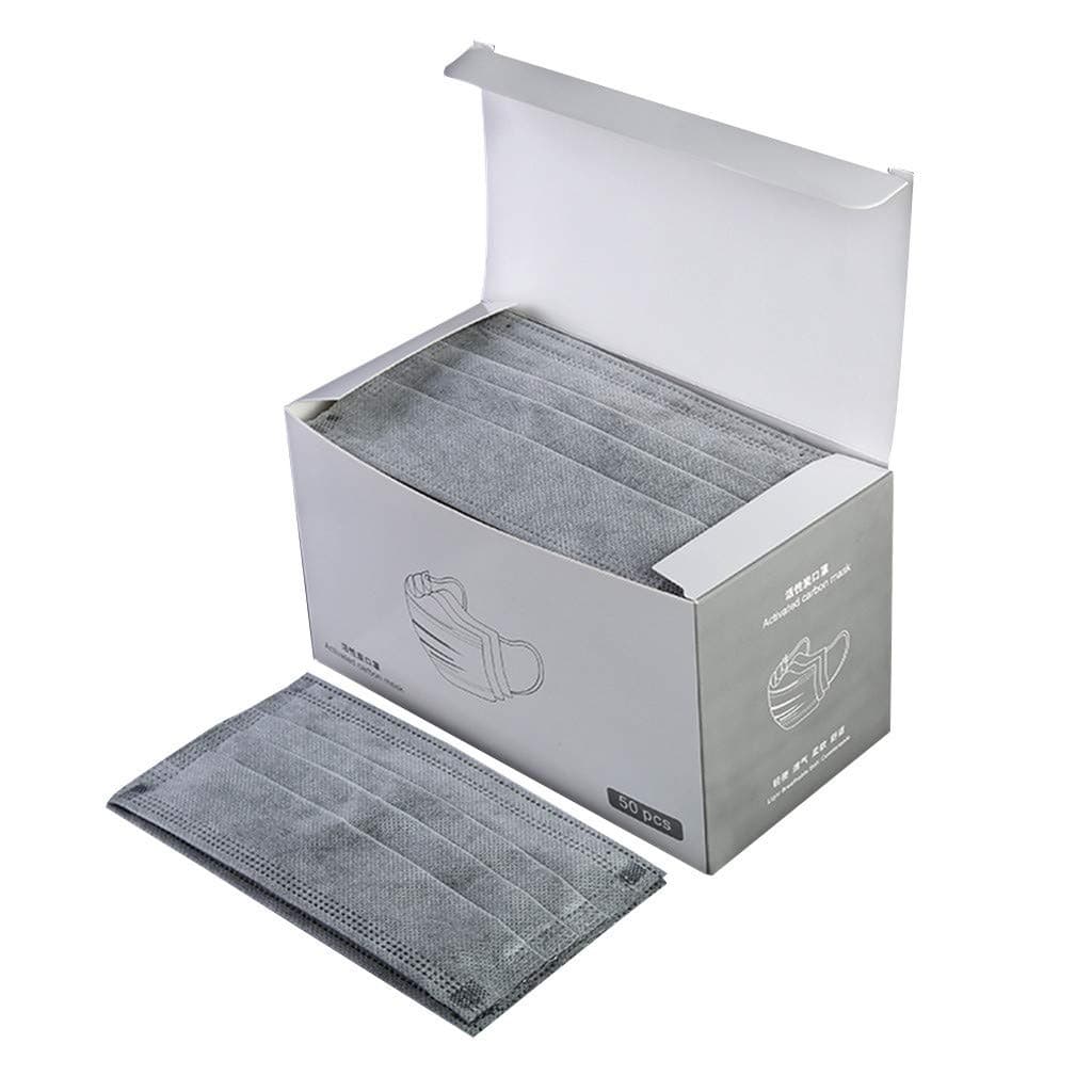 50Pcs Earloop Sanitary Mäsks,Thick 4 Ply Activated Carbon Medical Mäsks,Anti Dust Breathable Folding Standard Mäsk