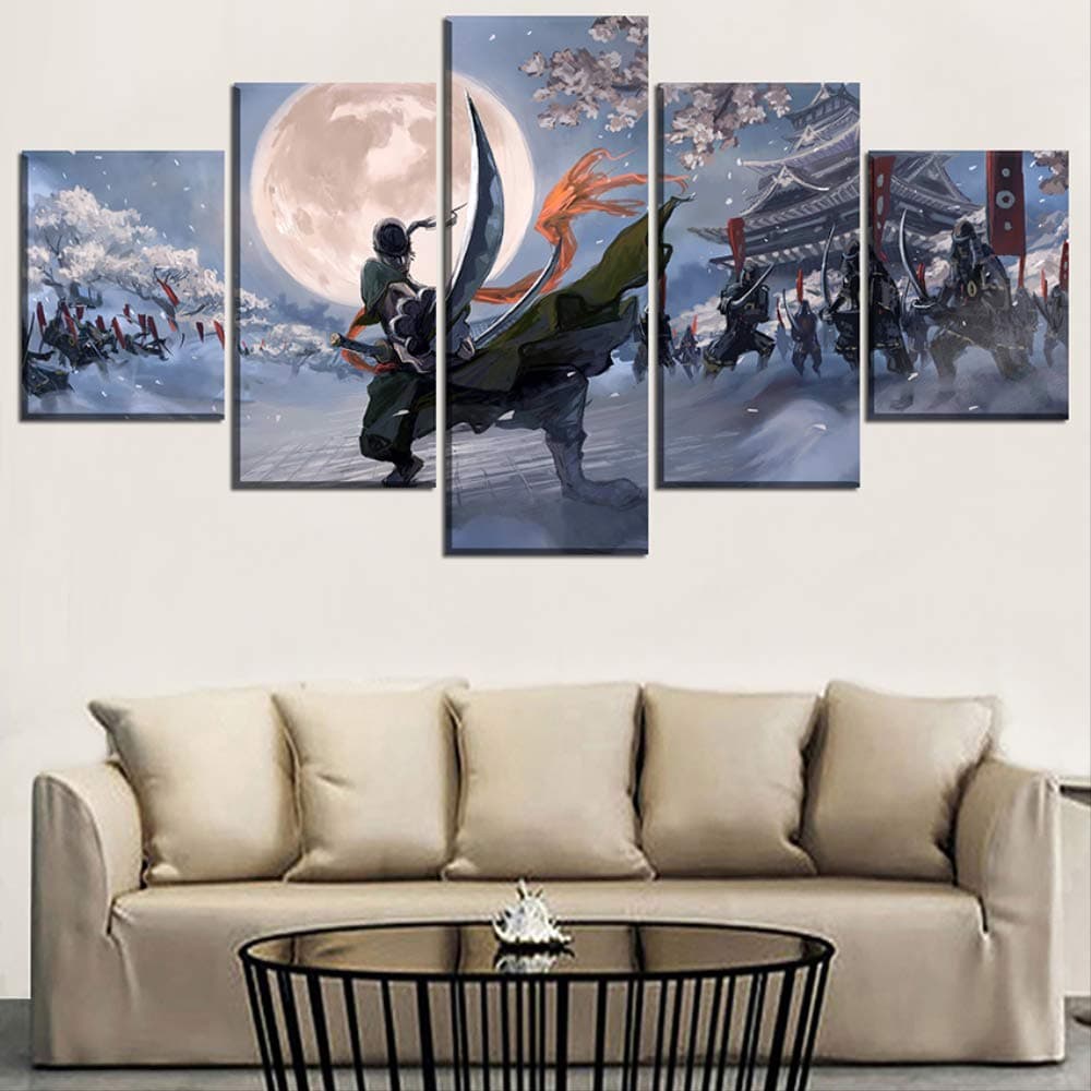Canvas Wall Art Animation Poster Canvas HD Printed Painting Home Decor Framework 5 Piece One Piece Roronoa Zoro Wall Art Picture for Living Room