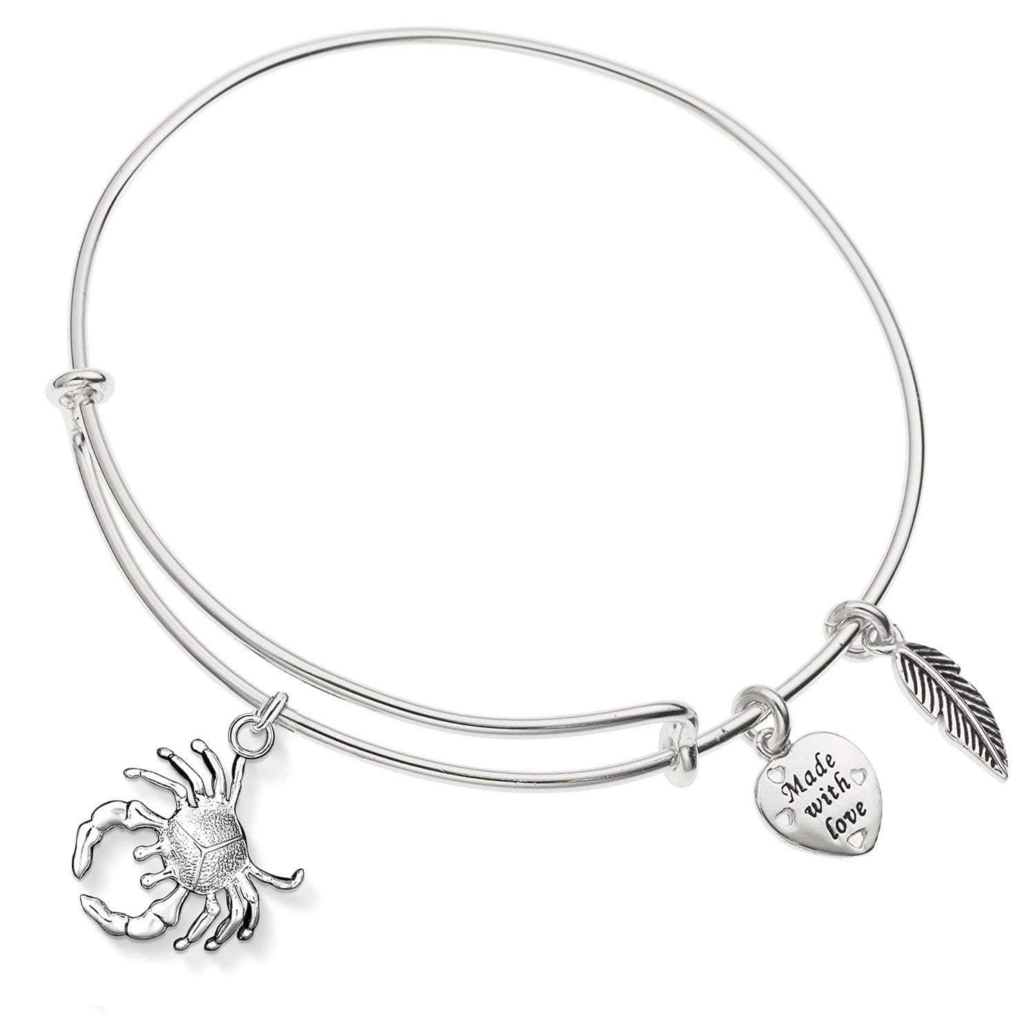 Enni of York Zodiac Sign Cancer Expandable Shiny-Silver Tone Bangle Bracelet