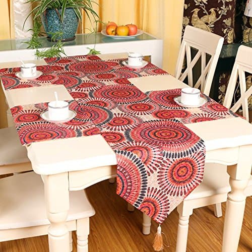 SAEKLL-European-style classical Chinese embroidery table runner, garden style coffee table table runner 32200cm,Red