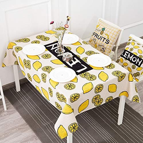 MAOMAOBIANG Yellow Lemon Modern Cartoon Printed Thicken Tablecloth Cotton Linen Table Cloth Dining Table Cover For Kitchen Home Decor,140X100Cm