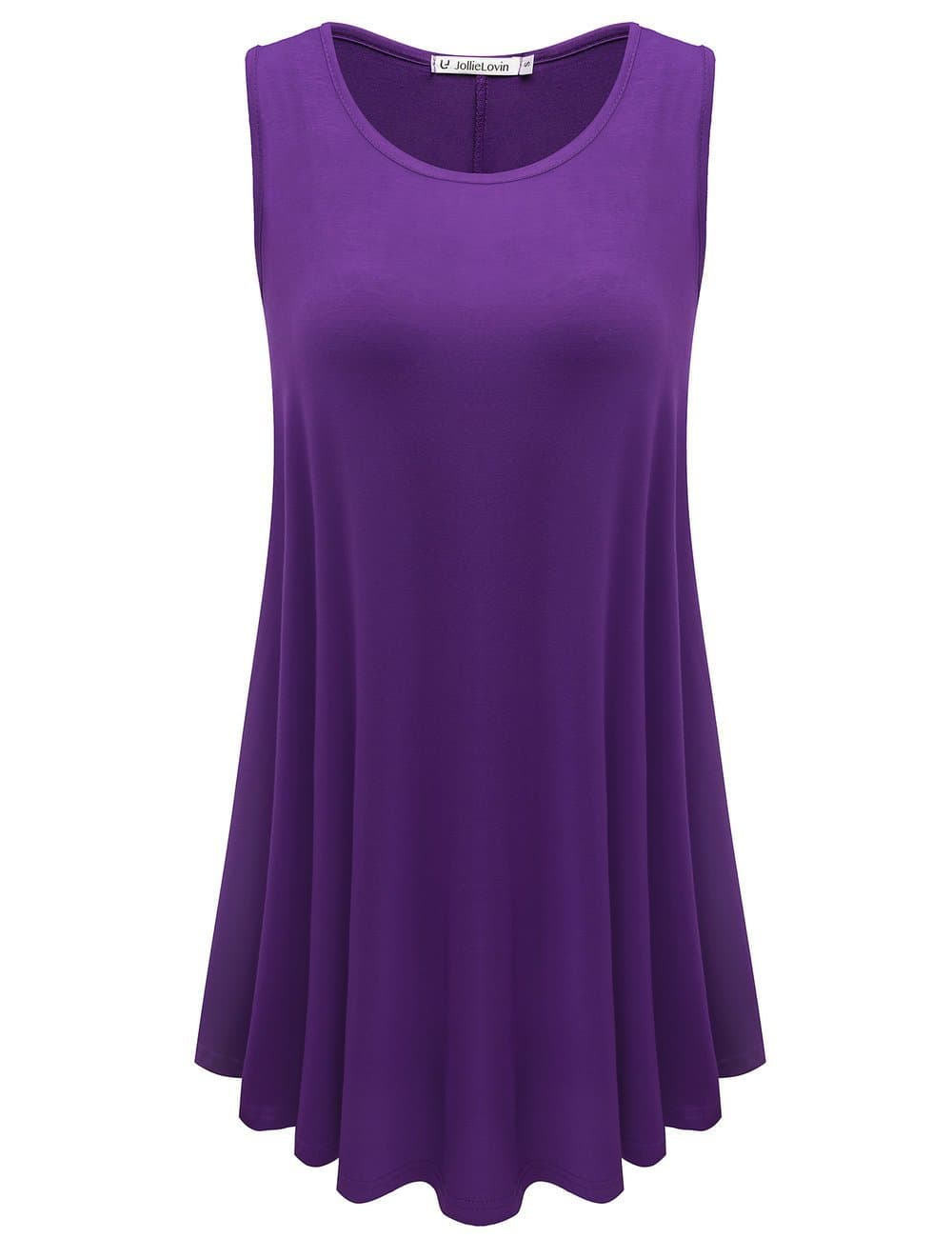 JollieLovin Womens Sleeveless Comfy Plus Size Tunic Tank Top with Flare Hem