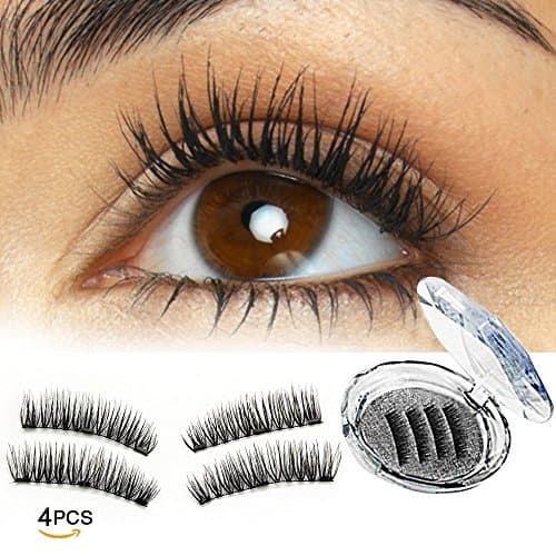 Triple Magnetic Full Size False Eyelashes Extension Set, 3 Fake Magnet Lashes for Natural Look - Reusable and Easy to Apply Three Magnetic Black Makeup Eye Lashes (4 Pieces)
