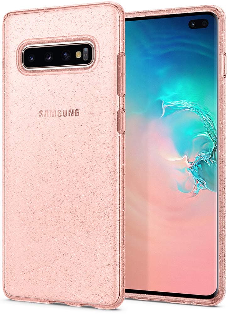Spigen Galaxy S10 PLUS Case [Liquid Crystal Glitter] Flexible TPU Slim Protection With Premium Clarity, Phone Cover Designed for Samsung Galaxy S10 PLUS (2019) - Rose Quartz