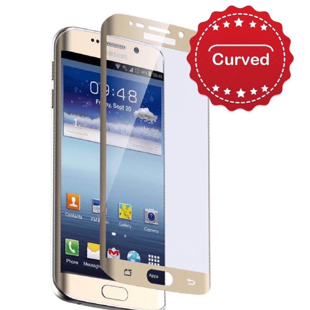 Samsung S7 edge High Grade Full Cover Curved Tempered Glass Screen Protector (1 Pack) Super Hard 0.33mm By Kengadget 2.5d-Extreme Hard Series (Samsung S7 edge-Golden) (S7 Edge Gold)