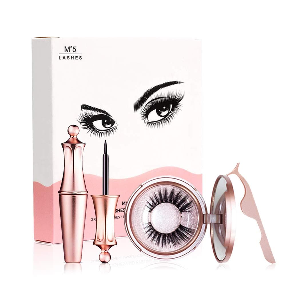 Magnetic Eyelashes, Jahul Magnetic Eyelashes with Eyeliner, Reusable Magnetic False Eyelashes Kit with Tweezers, No Glue Needed - Doha