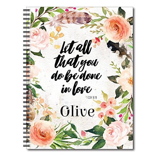 Gotcha Covered NotebooksDone in Love Personalized Religious Notebook/Journal, Laminated Soft Cover, 120 pages of your selected paper, lay flat wire-o spiral. Size: 8.5” x 11”. Made in the USA