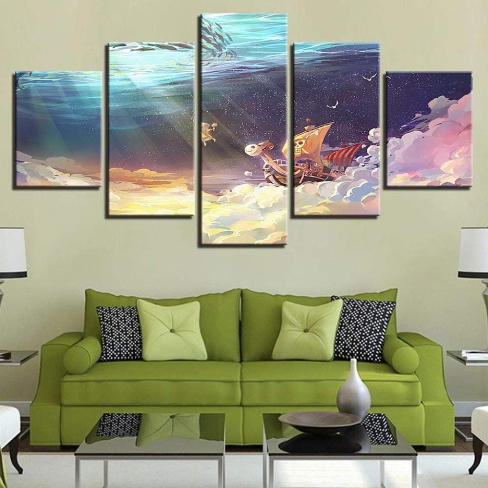 Prints on Canvas One Piece Anime Painting 5 Pieces Wall Art Modern Canvas Modular Picture Home Decoration Poster No Frame (Size 2)